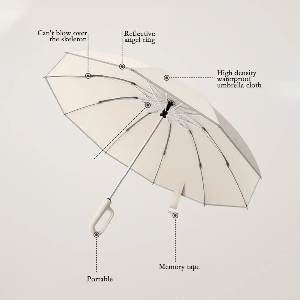 Buckle Umbrella Automatic Folding Sunscreen Umbrella Windproof Umbrella Reverse Automatic Umbrella Reflective Safety Strips